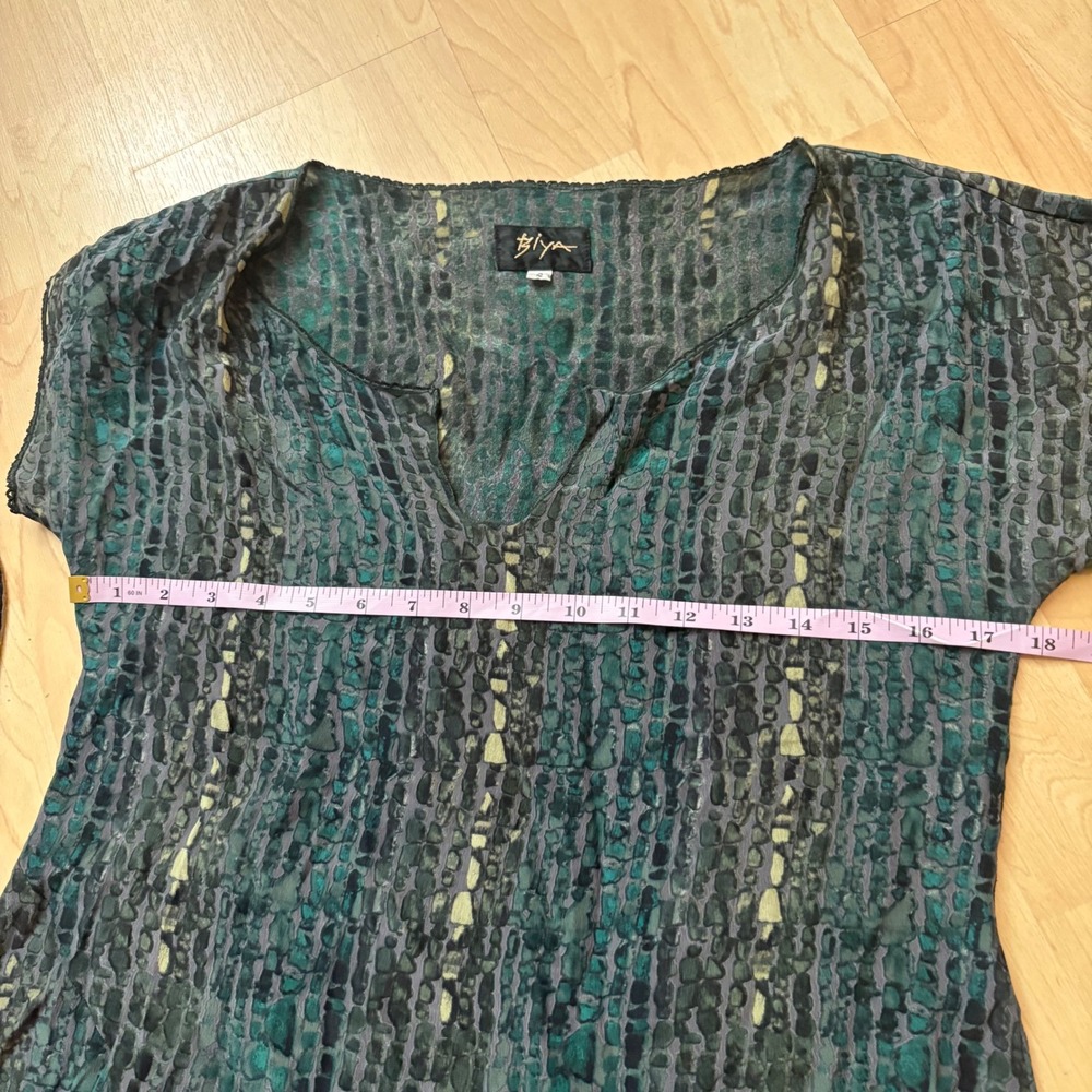 JOHNNY WAS BIYA Green Silk Swing Dress Size Small‎ - Picture 7 of 8